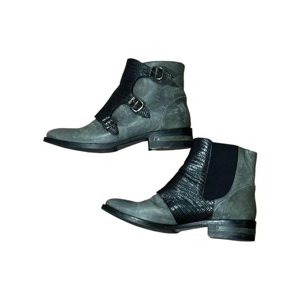 Freda Salvador made in Spain moto color block boots gray black 6